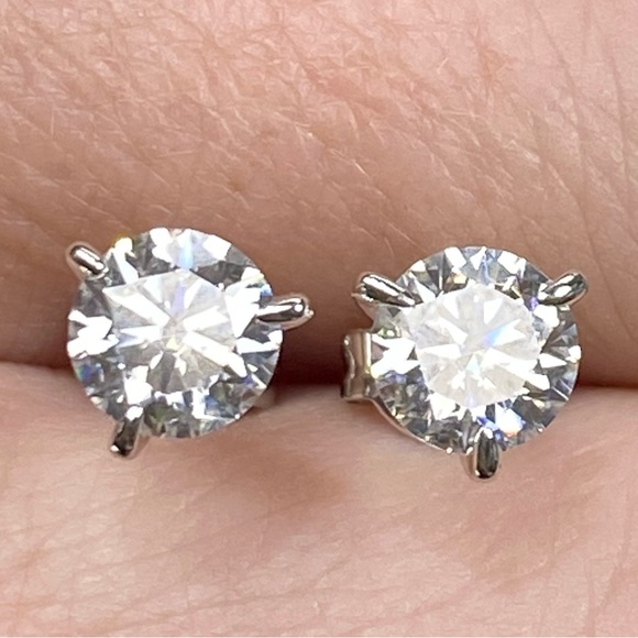 14k White Gold Carat Moissanite Diamond Martini Stud Earrings